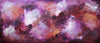 Vibrant abstract landscape painting of a lush garden with swirling colors of purple, red, and orange