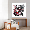 Dramatic Monochrome Abstract Canvas Art | Bold Brushstrokes and Vibrant Pops of Red | Minimalist Modern Wall Decor