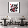 Minimalist abstract painting | Firedance I | Original artwork in black, white and red | Paresh Nrshinga modern art | Decorative square canvas for contemporary home or office