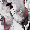 Captivating abstract landscape art piece with bold, expressive brushstrokes in shades of white, gray, and red. Organic, fluid forms create a sense of movement and depth, showcasing the artist's creative vision.