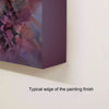 Large abstract painting in purple and white hues on canvas with a textured, brushstroke finish.
