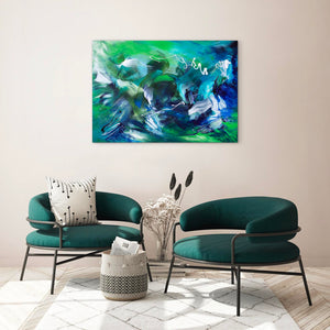 Green Canvas Art | Breath Of The Sea | 28x40" - Paresh Nrshinga Abstract Art