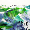 Expressive Abstract Painting | Emerald Whirlwind 100x100cm - Vibrant abstract artwork with bold strokes of green, blue, and black paint, creating a dynamic and textural composition.