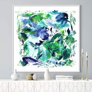 Abstract Artwork | Emerald Whirlwind | 100x100cm Canvas Painting
