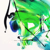 Vibrant Abstract Art | Expressive brushstrokes of green, blue, and yellow create a dynamic, modern abstract painting on canvas.