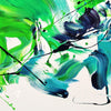 Bold Abstract Art | Vibrant, swirling brushstrokes in vivid green, teal, and black tones create a dynamic, modern abstract painting.