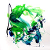 Vibrant Abstract Artwork | Energetic Green and Blue Brushstrokes on Canvas