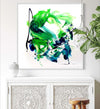 Vibrant abstract square canvas | Earthy color art with bold green brushstrokes