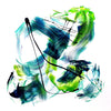Vibrant Abstract Art | Energetic brush strokes in blue, green, and black create a dynamic, modern composition on a white background.