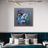 Large abstract artwork | Vibrant colors and dynamic composition in modern painting displayed on bedroom wall