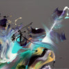 Mesmerizing Abstract Art | Vibrant brushstrokes of teal, violet, and gold create a captivating, dreamlike composition on the canvas.
