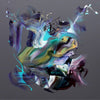 Vibrant abstract art painting with bold brushstrokes in earthy tones of brown, green, and blue on a dark background