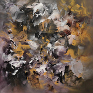 Expressionistic Artwork | Shine A Light 37x37" - Vibrant abstract painting with a dynamic mix of earthy tones, bold brushstrokes, and a captivating visual energy.
