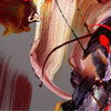 Gestural abstract art with vibrant earthy colors and dynamic brushstrokes. The canvas showcases a modern, expressive painting with varied textures and swirling patterns in shades of brown, purple, and red.