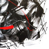 Black and White Abstract Art | My Ritual 44x55"
Monochrome abstract painting with bold brushstrokes, drips, and splashes of black paint against a stark white background.