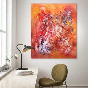 Vibrant Abstract Canvas Art | Fiery Burst of Color and Movement | Original Painting for Modern Home Decor