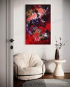 Vibrant abstract canvas art | Expressive Scarlet Whispers 30x48" | Earthy color palette, bold brushstrokes, modern artwork for home decor