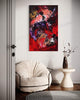 Vibrant abstract canvas art | Expressive Scarlet Whispers 30x48" | Earthy color palette, bold brushstrokes, modern artwork for home decor