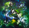 Vibrant Abstract Canvas Art | Green and Blue Brushstrokes | Original Modern Painting | Contemporary Wall Decor