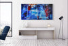 Vibrant abstract landscape art | Captivating waterfall scene in bold, earthy colors for modern home decor