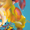 Vibrant Abstract Artwork | Swirling Brushstrokes of Warm Hues on Blue Canvas