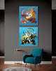 Vibrant abstract diptych | Colorful modern artwork with dynamic shapes and brush strokes | Large-scale original canvas paintings for home or office decor | Earthy abstract art by Paresh Nrshinga