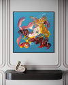 Contemporary Abstract Art | Vibrant Brush Strokes on Turquoise Canvas 100x100cm