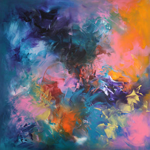 "Vibrant Abstract Art" - Colorful, abstract painting with bold, dynamic brushstrokes and a striking blend of vivid hues, creating a captivating, modern artwork.