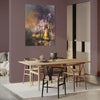 Large Abstract Artwork | Colorful Modern Painting in Living Room | Wooden Dining Furniture Set