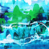 Vibrant abstract landscape | Underwater Kingdom I 36x72"
Colorful abstract painting featuring green hills, blue water, and white brushstrokes creating a serene underwater scene.