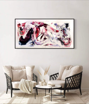 Vibrant Abstract Landscape on Canvas | Snowflake Waltz 30x60"