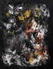 Vibrant abstract landscape painting with earthy, warm-toned brushstrokes against a dark background