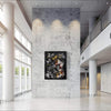 Pollock Art | Moonlight Over Paris 100x130cm - Large abstract landscape painting with earthy tones, displayed on a white concrete wall in a modern interior setting.