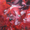 Vibrant abstract painting in warm shades of red, pink, and black. Textured brushstrokes create dynamic movement and depth across the canvas. Earthy tones and an energetic, expressive style showcase the artist's bold, modern approach to abstract landscape art.