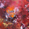 Vibrant abstract landscape painting with bold brushstrokes in earthy red, orange and brown tones. The dynamic composition creates a sense of movement and energy, inviting the viewer to explore the rich, textured surface. This large abstract artwork would make an impactful statement in any modern or contemporary space.