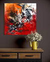 Vibrant Abstract Art | Large Contemporary Painting with Fiery Hues and Dynamic Strokes on Canvas