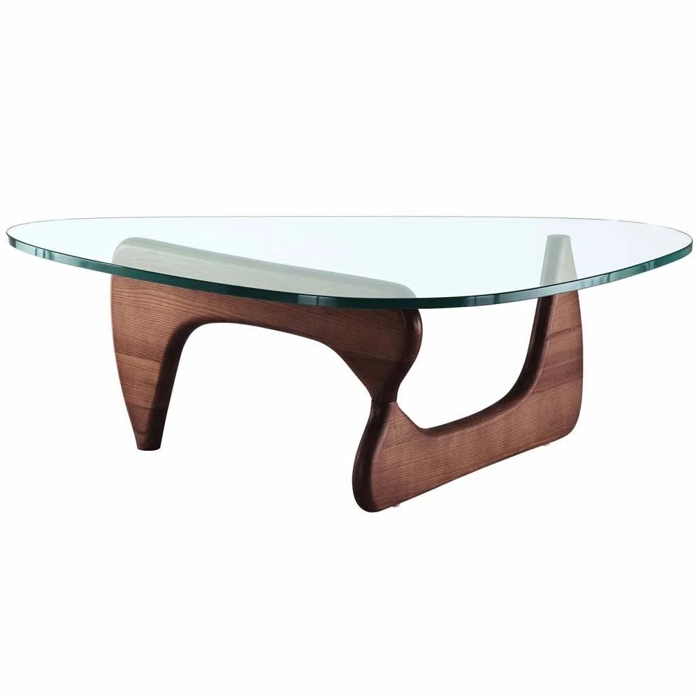 Creative Walnut Base Glass Coffee Table