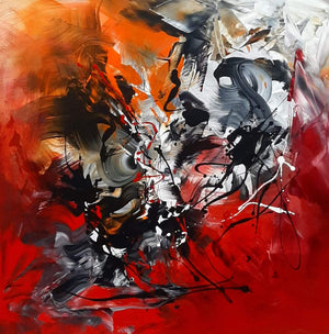 Vibrant Abstract Artwork | Energetic Interplay of Colors and Shapes on Canvas