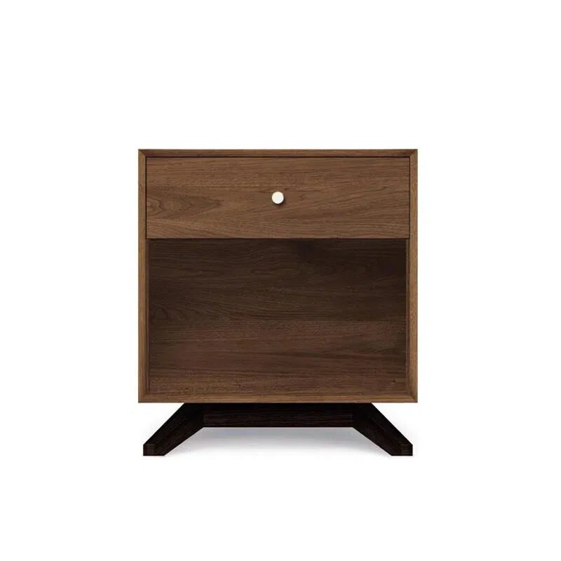 Solid Wood Nightstand With Single Drawer
