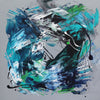 Abstract square canvas art featuring a dynamic blend of vibrant blue, green, and black tones, creating a captivating modern artwork.