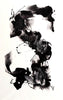 Large abstract black and white painting with expressive brush strokes and flowing shapes, showcasing the artistic talent of Paresh Nrshinga.
