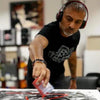 Focused abstract artist | Painting with creative process
