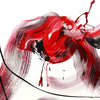 Vibrant abstract painting with bold red and black brushstrokes, modern monochrome art