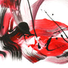 Abstract Painting with Bold Red Strokes and Brushmarks