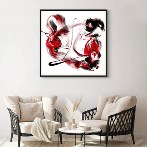 Minimalist Abstract Painting | Bold Red Brushstrokes on White