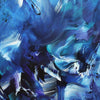 Vibrant Blue Abstract Canvas Art | Bold Brushstrokes and Swirls of Turquoise, Navy, and Lavender Paint