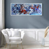 Blue Canvas Painting | Abstract Art in Blue, Red, and Purple Tones | 18x48" Large Wall Artwork