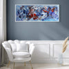 Blue Canvas Painting | Abstract Art in Blue, Red, and Purple Tones | 18x48" Large Wall Artwork