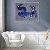 Ethereal Abstract Art | Blue Fluid Shapes in Winter River II 28x36"
