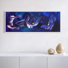 Large Abstract Blue Canvas Art | Walking In The Wind 18x48"
